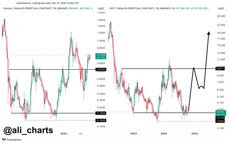 Polkadot and Fantom Set for Bullish Surge After Consolidation, Eyes on Crucial Resistance