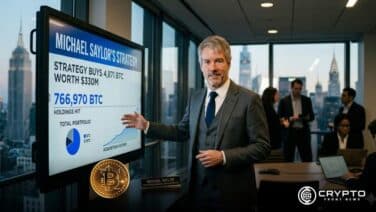 Michael Saylor’s Strategy Buys 4,871 BTC Worth $330M, Holdings Hit 766,970 BTC